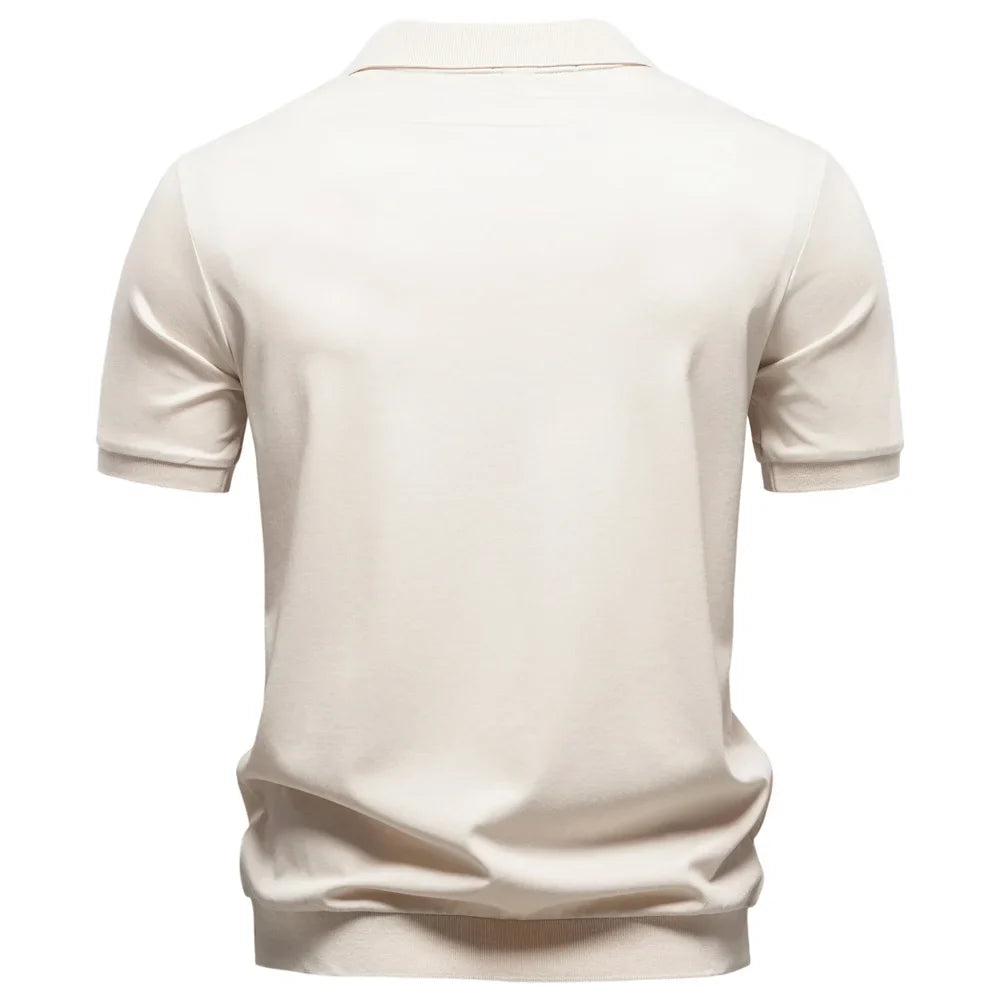 Men's Breathable Silky Polo Shirt Solid Color Soft Skin-Friendly Casual Cool Old Money Style Male Polo Shirts
