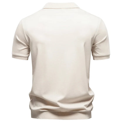 Men's Breathable Silky Polo Shirt Solid Color Soft Skin-Friendly Casual Cool Old Money Style Male Polo Shirts