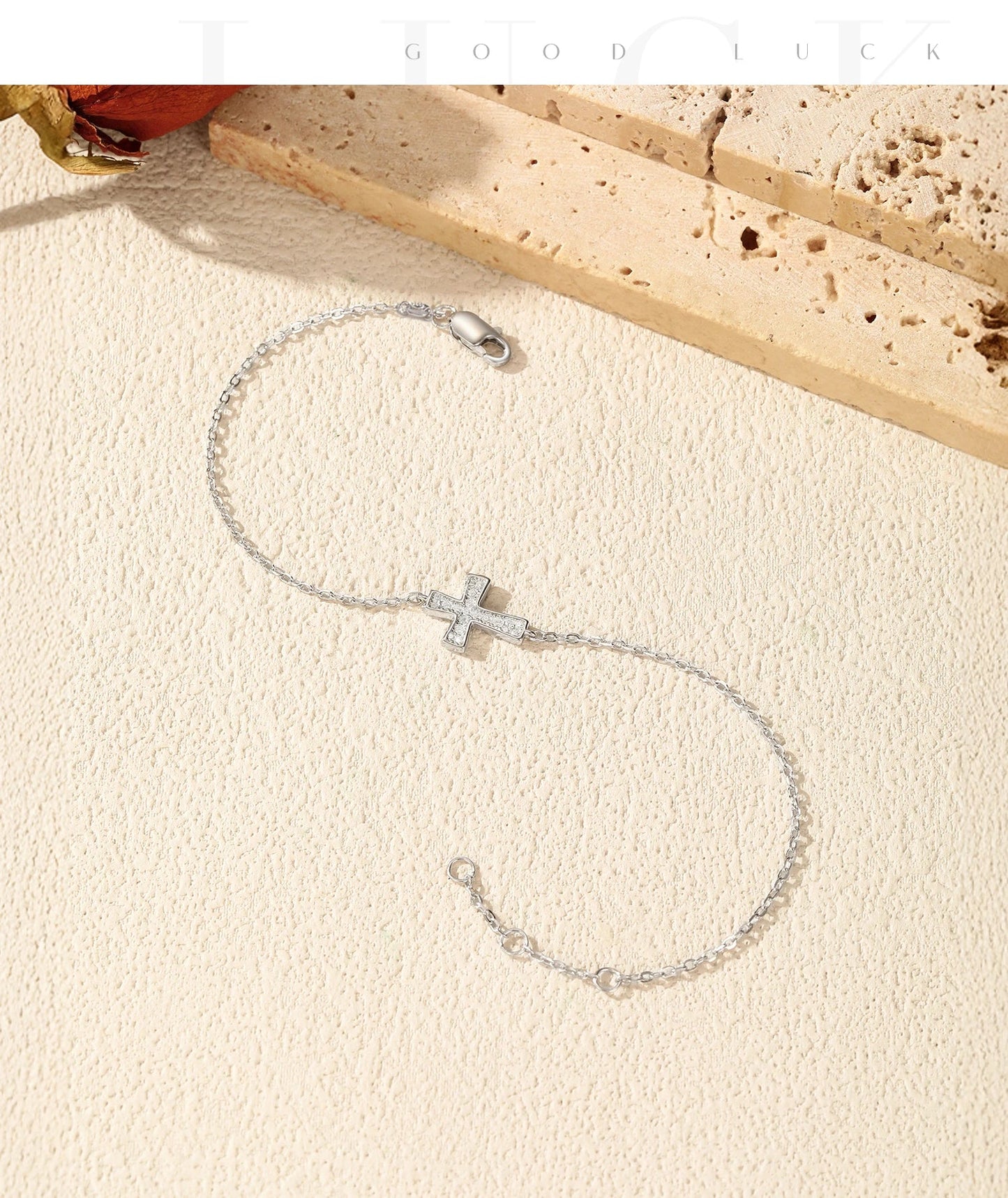 D Color VVS1 Sparkling Moissanite 925 Sterling Silver Classic Simple Cross Link Chain Bracelet For Women OL Fine Jewelry