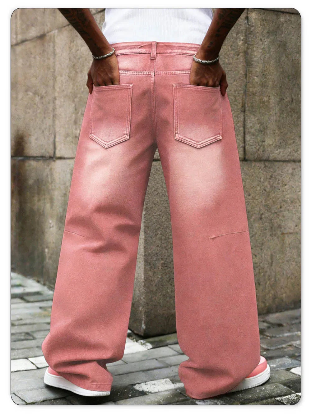 American Youth Avant garde Pink Ultra Baggy Wide Leg Men's Women's Jeans Street Fashion Four Seasons Casual Denim Pants