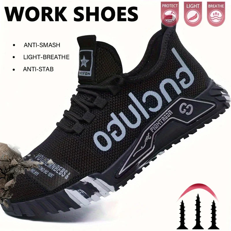 Steel Toe protection Shoes Anti smashing Anti-Puncture Men's Safety Shoes Lightweight Breathable Men's Resistant Work Shoes