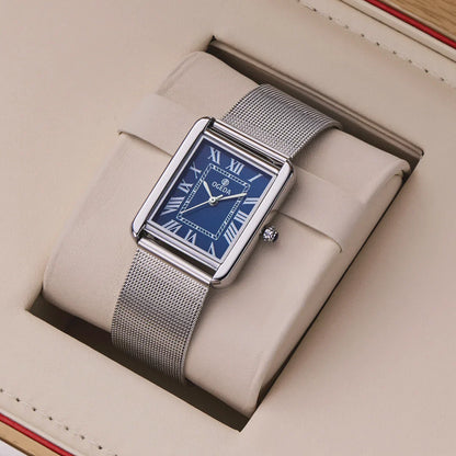 Waterproof Couple Watches Casual Fashion Quartz Stainless Steel Leather Strap Square Dial Men's And Women's Lover Watch