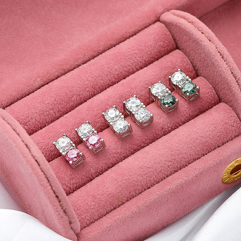 1.2cttw 100% Real Green Moissanite Studs Earrings for Women  Classic Four Claw Ear Studs S925 Sterling Silver Jewelry GRA