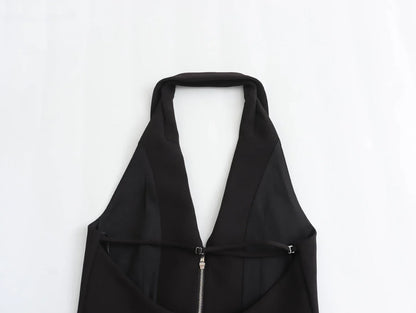 2025 Summer Women’s Sleeveless Zip Front Vest | Lapel Waistcoat for Office Casual Outing | Black/White Daily Versatile