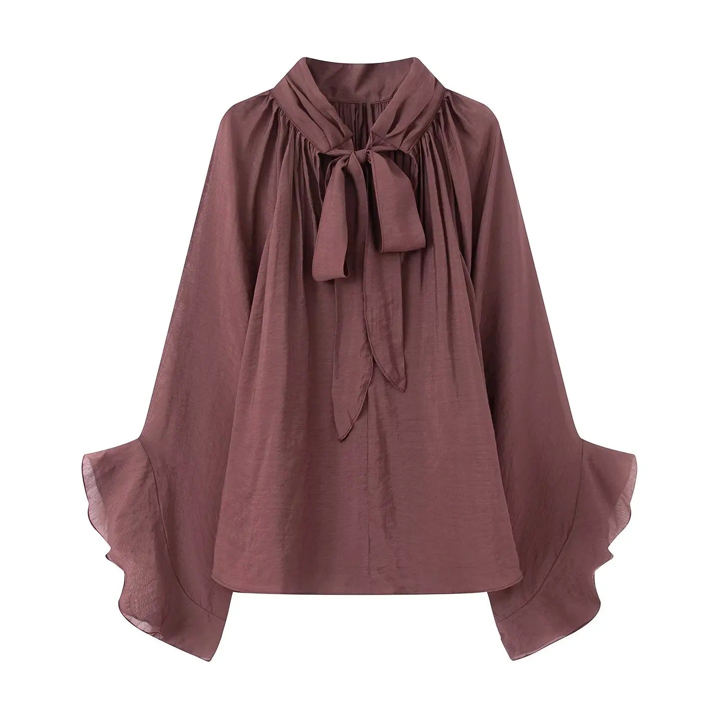 Bow DecorationLoose Long Sleeved Blouses For Women New Fashion Ruffle Edge Shirts and Blouses Woman Top