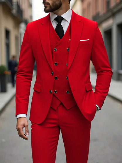 Classic Wedding Tuxedos Slim Fit Bridegroom For Men 3 Pieces Groomsmen Suit Male Formal Business Men Suits(Jacket+Vest+Pants）