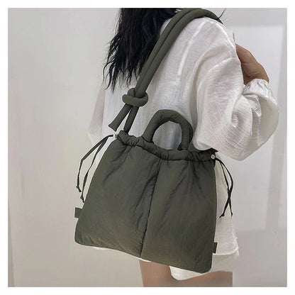 Women's Casual Single-shoulder Bag Large Capacity Nylon Backpack Women's Down Cotton Winter Tote Bag Portable Makeup Handbag