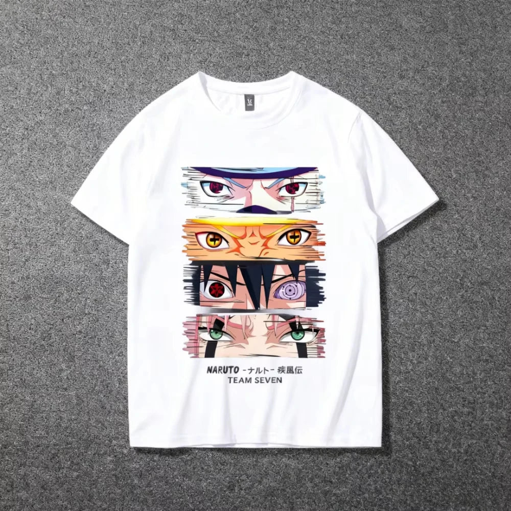 Anime Uzumaki Uchiha Sasuke Haruno Sakura Men's and Women's Summer Printed T-shirts Short Sleeved Cotton Top Base T-Shirt
