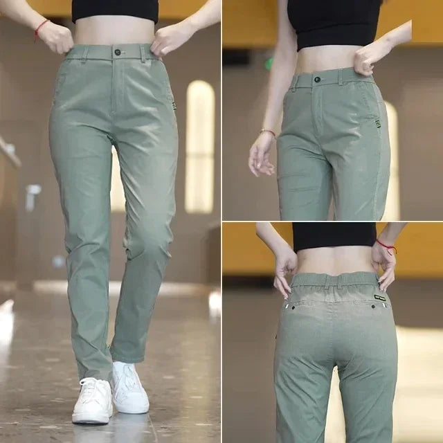 Summer Pants Ice Silk Men's Casual Simple Khaki Black Slim Straight Stretch Trousers Business Casual Male Clothing Pant
