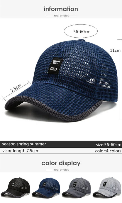 Men's Mesh Baseball Cap Breathable Summer Caps Dad Hat Outdoor Fishing Hats Bone Gorras Snapback Trucker Cap Women hat