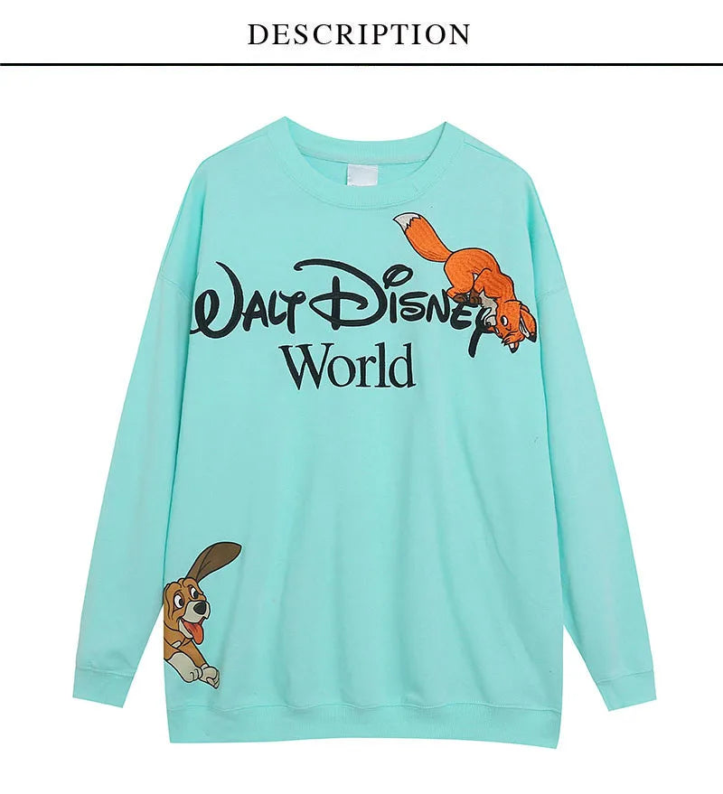 Embroidery Sweatshirt The Lion King Simba Nala Cartoon Jumper O Neck Long Sleeve Women Casual Pullover Top