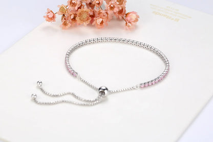 Full 2mm 0.03CT Moissanite Diamond Tennis Bracelet for Woman 925 Silver Plated 18K Rose Gold Adjustable Link Bracelets Gift