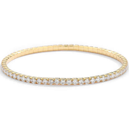 2.5/3mm Moissanite Tennis Bracelets Elastic Bangle Plated 18K Gold for Women Certified Lab Diamond Hand Chain Fine Jewelry