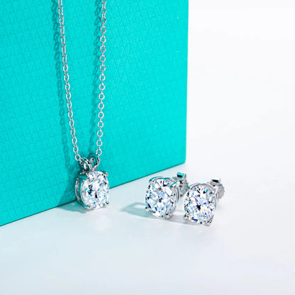 2-5ct Oval Moissanite Necklace 0.5-3ct Earrings 925 Sterling Silver 18k Gold Plated Wedding Jewelry Set Woman Gifts