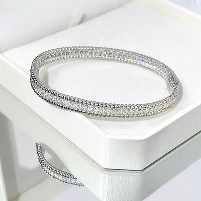 Luxury Real D Color Full 2mm Moissanite Tennis Bangle Bracelet For Women S925 Silver Plated 18K Gold Diamond Bracelets Gift