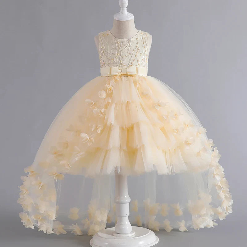 Kids for Girl's 3 to 12 years old Formal Evening Trailing Dress Sleeveless Princess Fluffy Cake Dinner Performance Dance