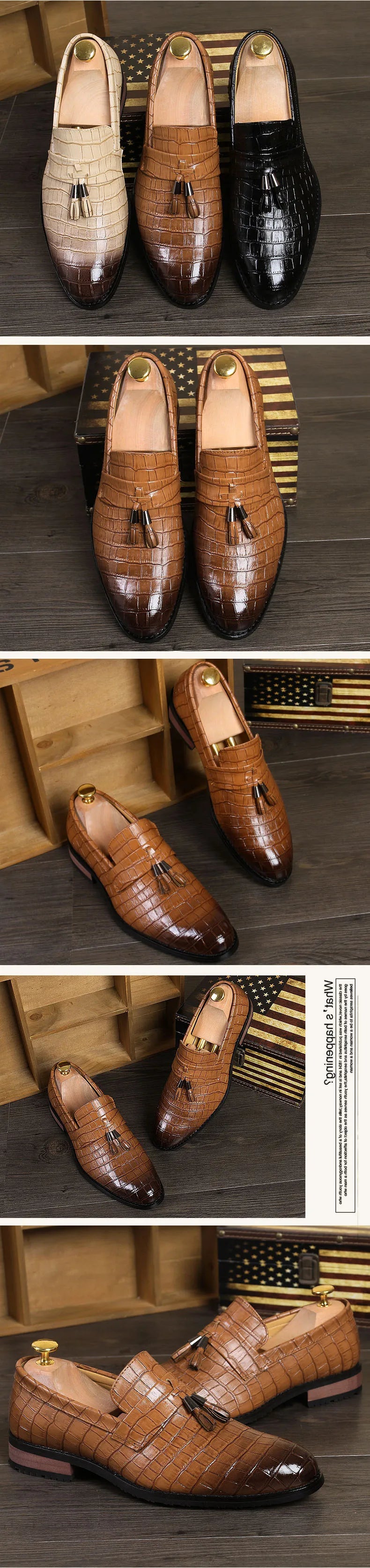 Luxury Formal Men's Dress Italian Designer Stylist Wedding Casual Business Patent Leather Loafers Oxfords Shoes for Men