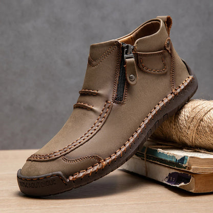 New Autumn Handmade Leather Men Boots Outdoor Design Sneakers Man Breathable Casual Leather Shoes Men Ankle Boots Fall Plus Size