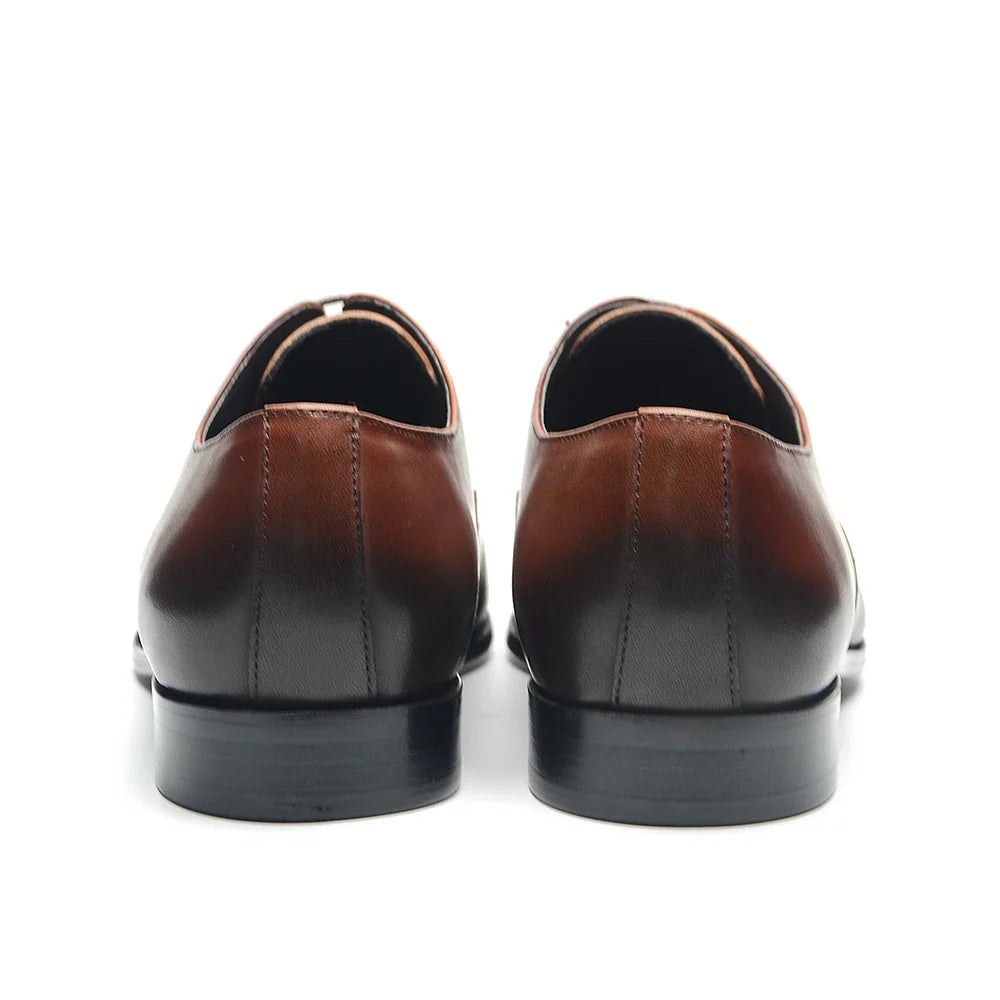 Italian Mens Dress Shoes Genuine Leather Cap Toe Oxfords Lace-up Black Brown Wedding Business Office Brogue Formal Shoes for Men