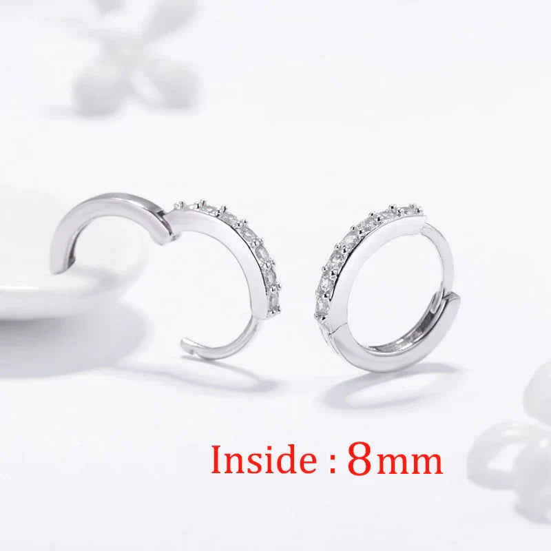 2PCS Stainless Steel Minimal Crystal Zirconia Hoop Earrings Gold Silver Color Small Huggie Cartilage Earring Piercing Jewelry