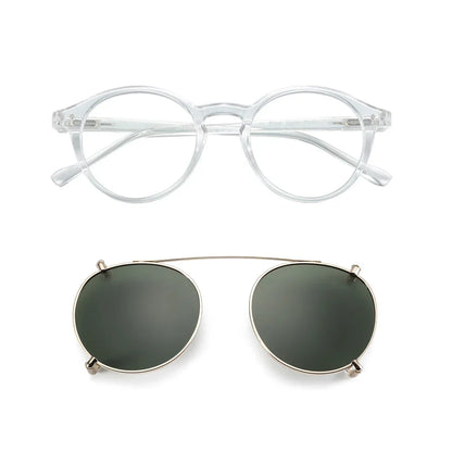 Steampunk Style Glasses (Anti Blue Light Blocking Eyewear) + Clip Lenses（Polarized Sunglasses Clips）for Women Men