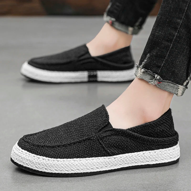 Summer Casual Loafers Men Breathable Slip On Urban Shoes Men Classic Linen Canvas Sneakers Male Light Flats Lazy Shoes Cheap