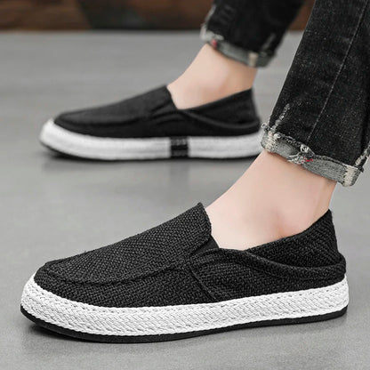 Summer Casual Loafers Men Breathable Slip On Urban Shoes Men Classic Linen Canvas Sneakers Male Light Flats Lazy Shoes Cheap