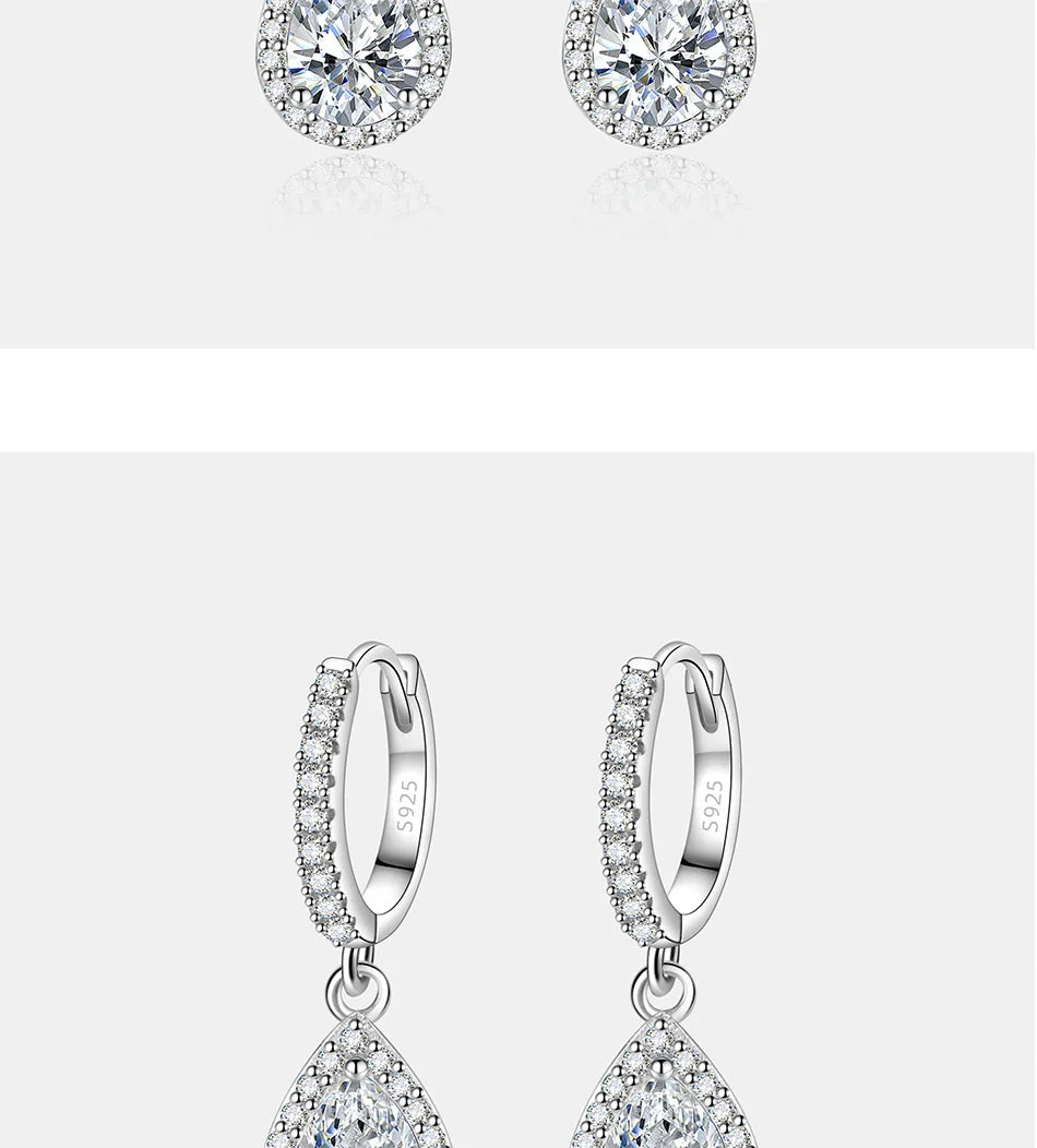 1CT Pear Cut Moissanite Earrings for Women S925 Pure Silver Laboratory Cultivated Diamonds Elegant Wedding Jewelry