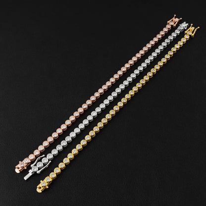 GRA Certified 2mm Moissanite Tennis Bracelet for Women Man 925 Sterling Silver Plated 18k Gold Round Bubble Diamond Bracelets