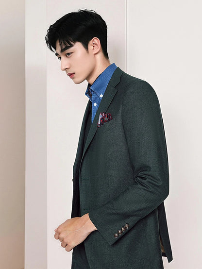 Men's Dark Green Suit Business Casual Wedding Suit Blazer & Pant Set Groom Tuxedo Alternative for Professional Office & Ceremony