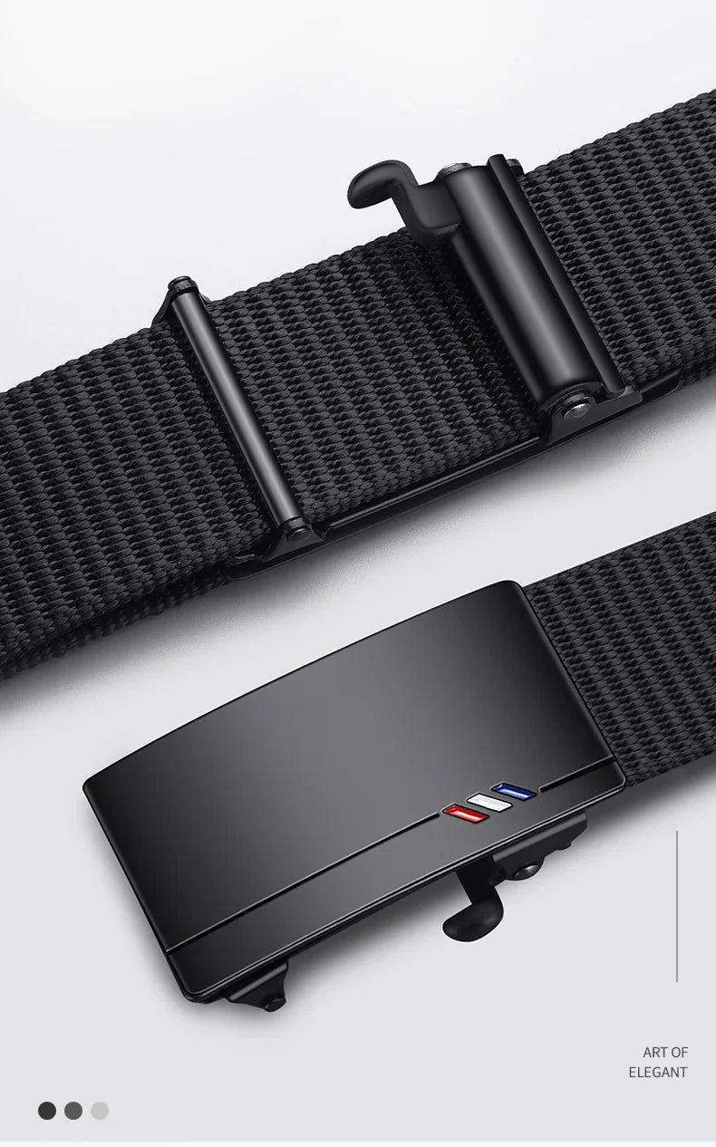 Men's Woven Belt Nylon Material Toothless Automatic Buckle Belts For men, Outdoor Sports And Leisure Strap, Fashion Jeans Belt
