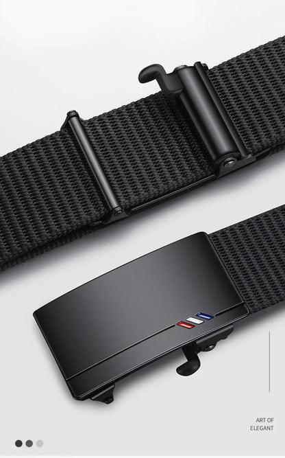 Men's Woven Belt Nylon Material Toothless Automatic Buckle Belts For men, Outdoor Sports And Leisure Strap, Fashion Jeans Belt
