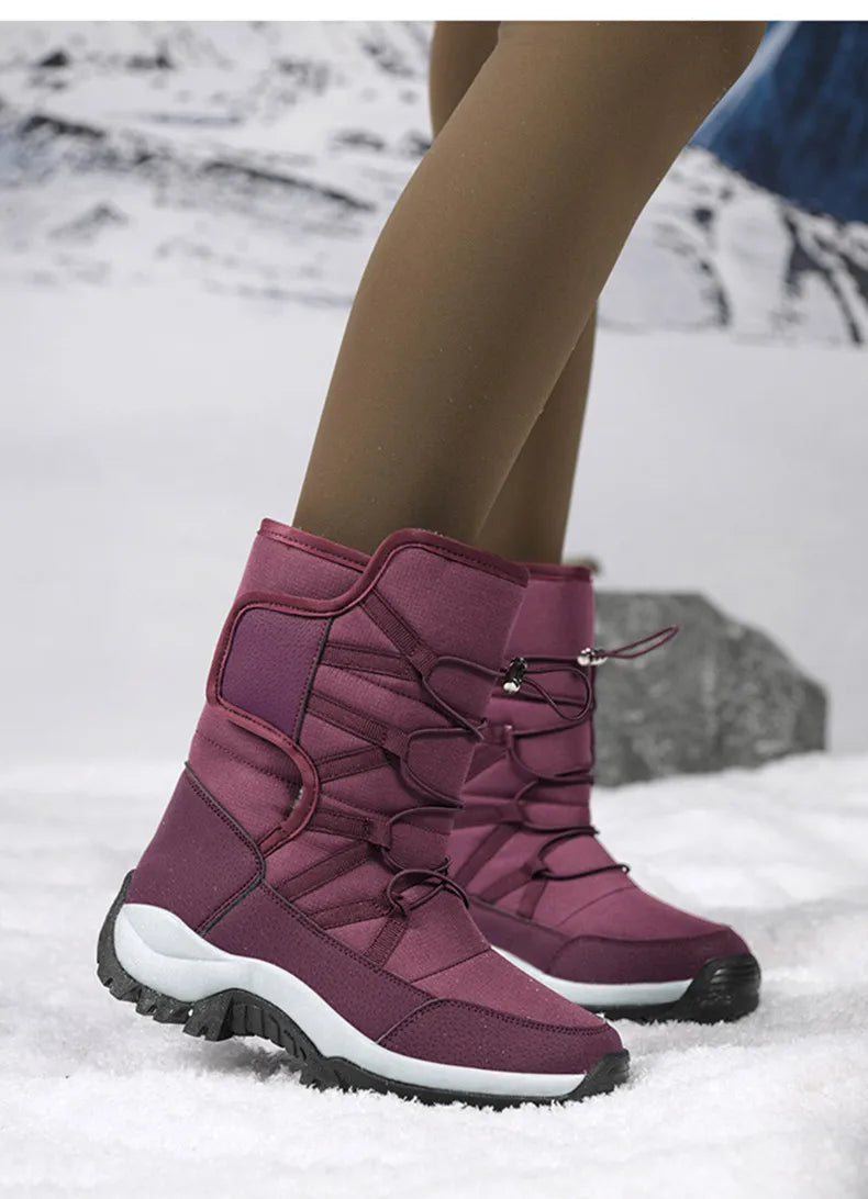 Men's Winter Shoes Waterproof Men's Boots Warm Plush Couple Snow Boots Outdoor Non-slip Hiking Boots Men Work Ankle Boots
