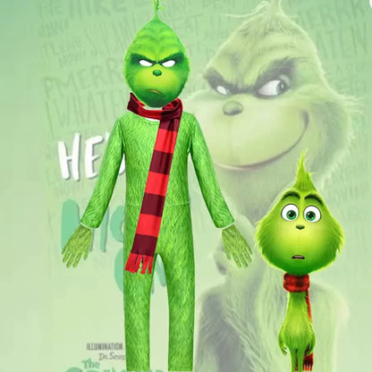 Green Haired Monster Children's Cosplay Costumes Jumpsuit Tight Fitting Stage Performance Costume Carnival Party Gifts