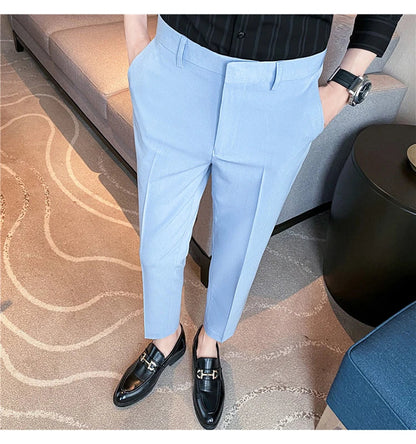 Men Solid Boutique Suits Pants Male Formal Wear Wedding Dress Trousers Quality Men British Style Business Casual Suit Pants 36