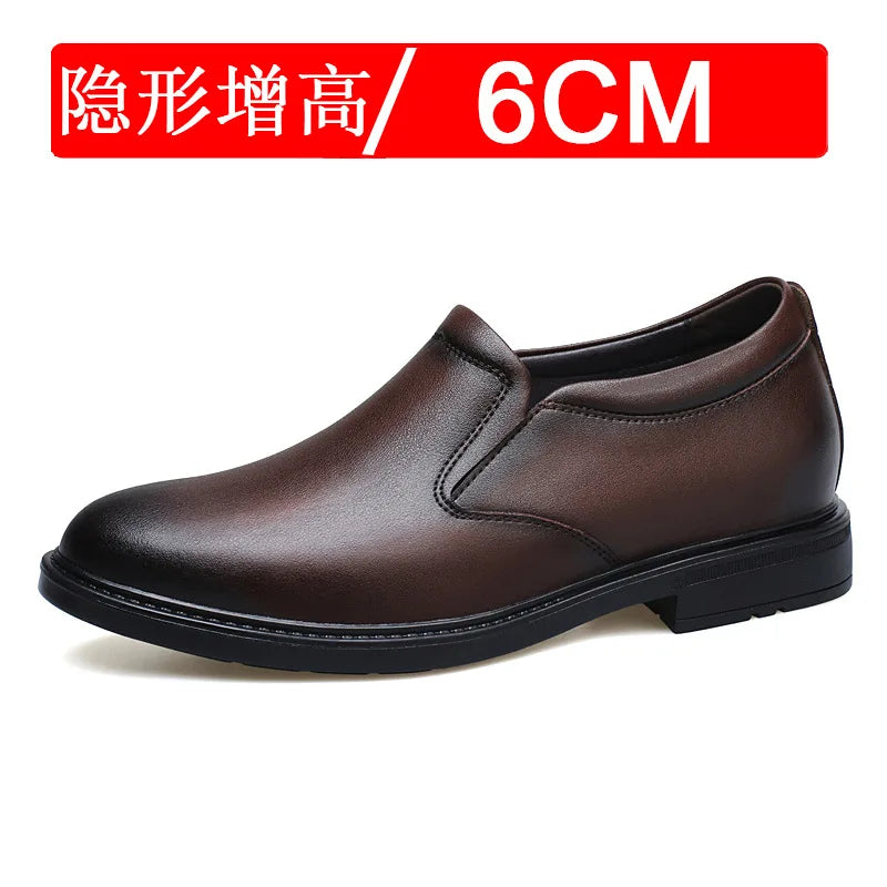 Height Increasing Shoes for Men 6cm 8cm Invisible Elevator Leather Casual Shoes Leathe Zapatillas De Hombre Large-sized Shoes