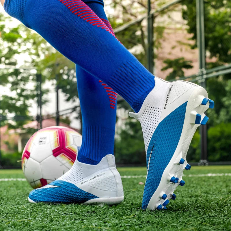 Big Size 49 48 Slip On Soccer Shoes Unisex Long Spike AG/TF Artificial Football Shoes Indoor Anti-slip Training Sport Boots