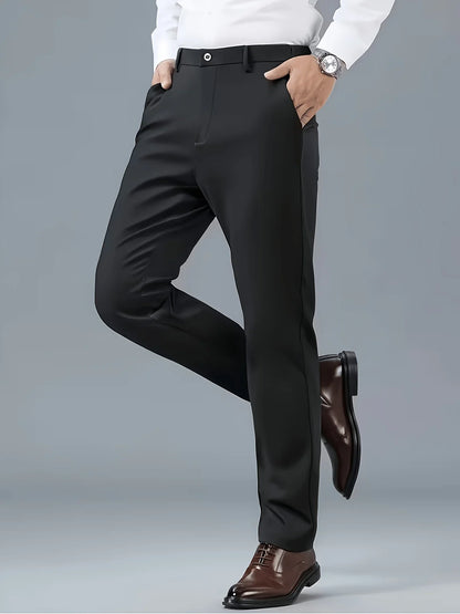 4-Pack Men's Slim Fit Stretch Dress Pants, Wrinkle-Resistant Formal Business Trousers, Comfortable Office Work Wear Bottoms
