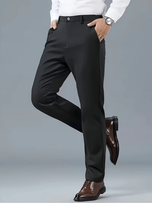 4-Pack Men's Slim Fit Stretch Dress Pants, Wrinkle-Resistant Formal Business Trousers, Comfortable Office Work Wear Bottoms
