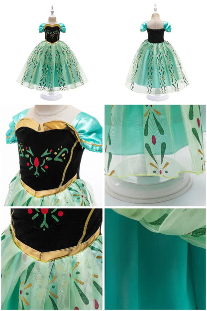 Fantasia Infantil Belle Menina Halloween Princesa Vestido Cosplay Festa Crianças Rapunzel Cinderela Anna Elsa Encanto Roupa de Aniversário