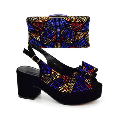 Lastest Italian Design Fashion Style Ladies Shoe with Matching Bag Set 2024 Nigerian Shoes and Bag Set Wedding Shoes Bride