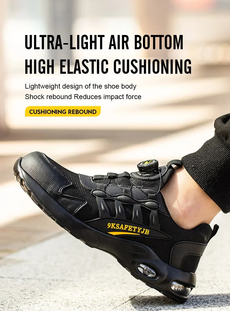 Men's Rotating Button Safety Shoes Steel Toe Work Sneakers Indestructible Shoes Puncture-Proof work Boots Air Cushion Men Boots
