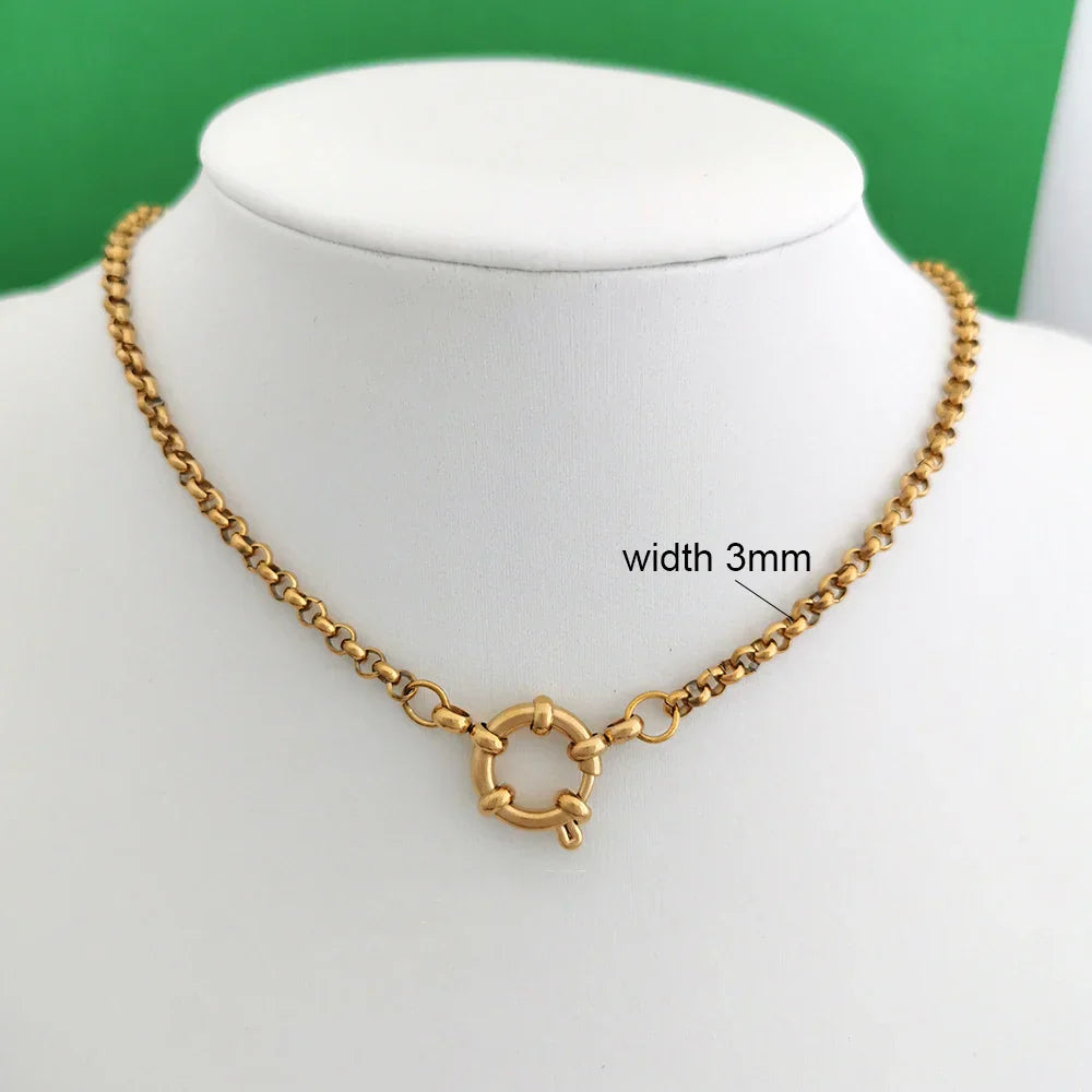 Necklace Women Men Choker Stainless Steel Geometric Rolo Link Cuba Paperclip Chain