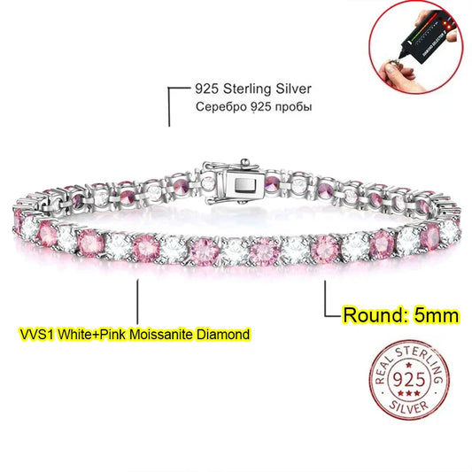 Real Moissanite Tennis Bracelet for Women Men 3.0mm Lab Diamond Bangle with Certificates 925 Sterling Silver Fine Jewelry
