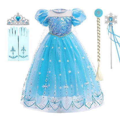 Fantasia Infantil de Rainha da Neve para Crianças, Cosplay da Elsa, Apresentação, Lantejoulas, Disfarce, Vestido Elegante de Princesa para Festa de Meninas, Fantasia de Halloween