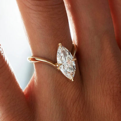 Marquise Cut Moissanite Ring Set S925 Silver Plate 18K Gold for Women GRA Certified Lab Diamond Wedding Band Gifts Jewelry