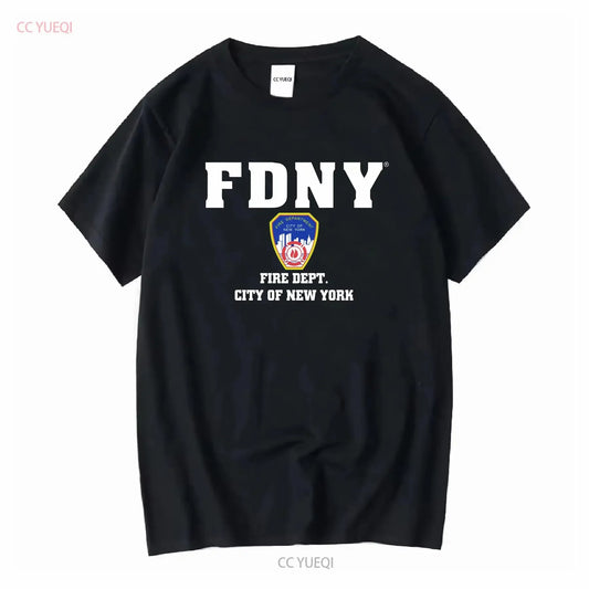 NYC Fire T Shirt Vintage Blue large department New York City Y2k long or short sleeves vintage Washed streetwear Stylish