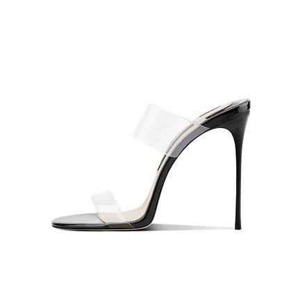 Pink Summer New Fashionable Open toed Sandals High Heels Women's Fine Heels Sharp Pointed Design Sensation Cool Slippers