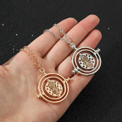 New Harried Time Necklace Timer Hourglass 360 Rotatable Potters Cosplay Props Astronomical Time Converter Magic School Fans Gift