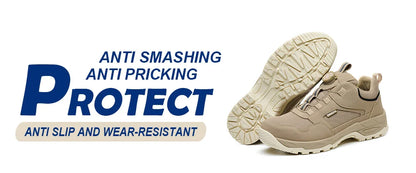 Men's Safety Shoes Steel Toe Anti- Crush Kevlar Rubber Non- Slip Bottom Fashion Button Style Work Shoes